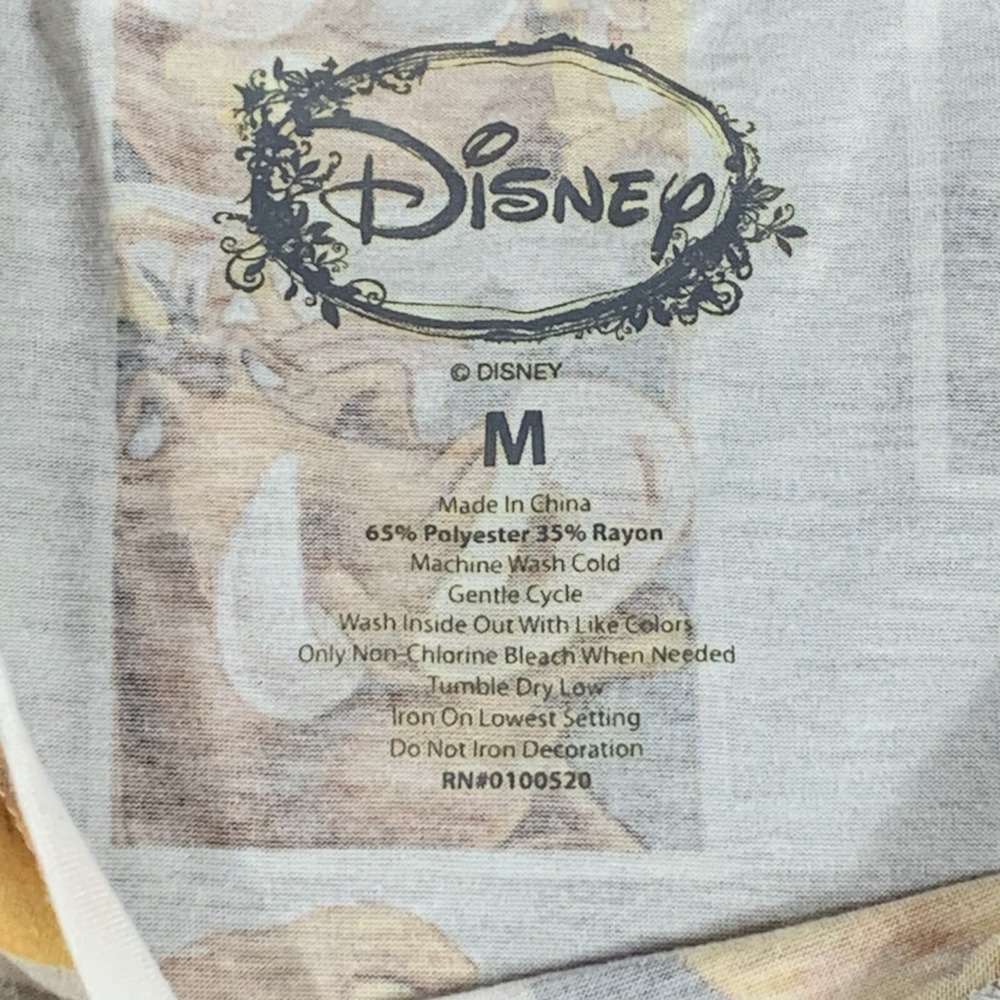Disney Top Womens M White Lion King Short Sleeve Stretch Simba AOP Lightweight - Picture 2 of 9